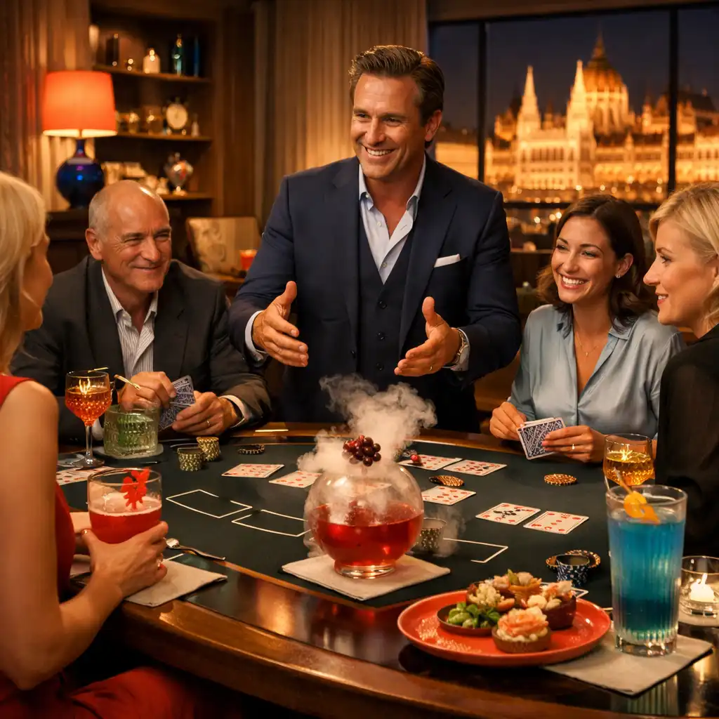 Budapesti lounge bár társasággal, koktélokkal és barátságos hostolt kártyaprogrammal